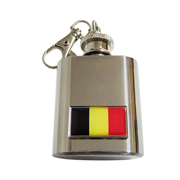 Thin Bordered Belgium Flag Keychain Flask - Picture 1 of 1